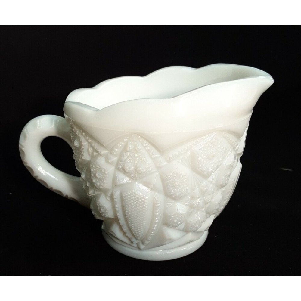 Westmorland Vintage Milk Glass Creamer Old Quilt Pattern